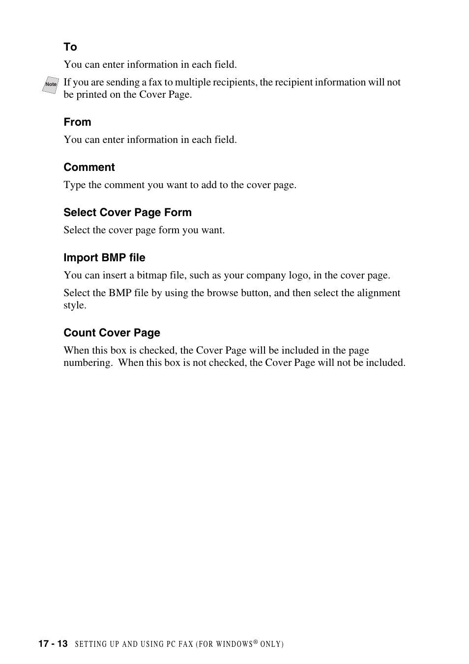 From, Comment, Import bmp file | Brother MFC-8500 User Manual | Page 170 / 234