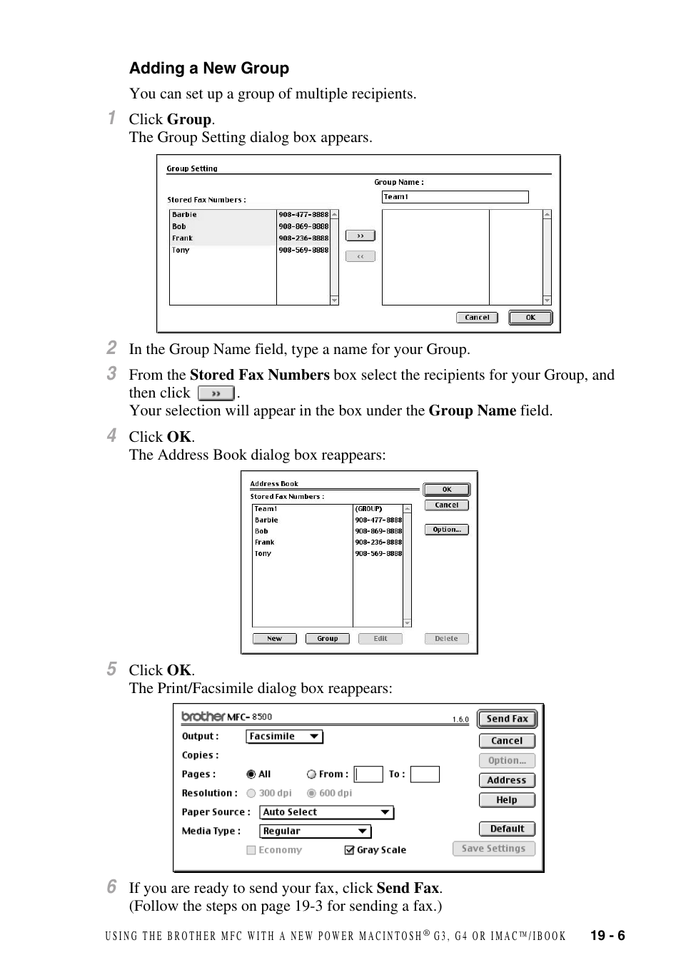 Adding a new group, Adding a new group -6 | Brother MFC-8500 User Manual | Page 181 / 234