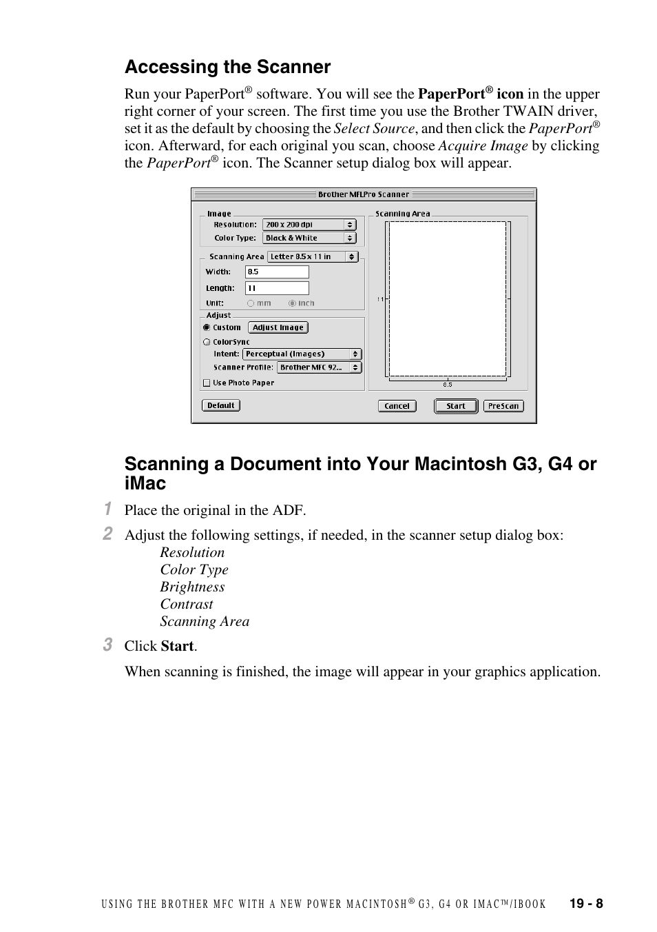 Accessing the scanner, Imac -8 | Brother MFC-8500 User Manual | Page 183 / 234