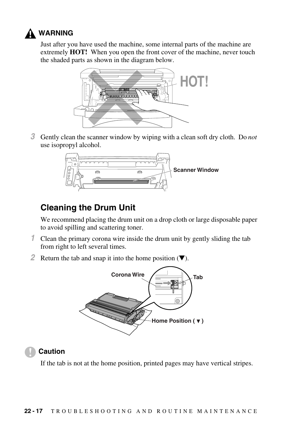 Cleaning the drum unit, Cleaning the drum unit -17 | Brother MFC-8500 User Manual | Page 210 / 234