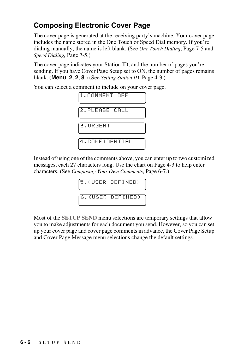 Composing electronic cover page | Brother MFC-8500 User Manual | Page 70 / 234