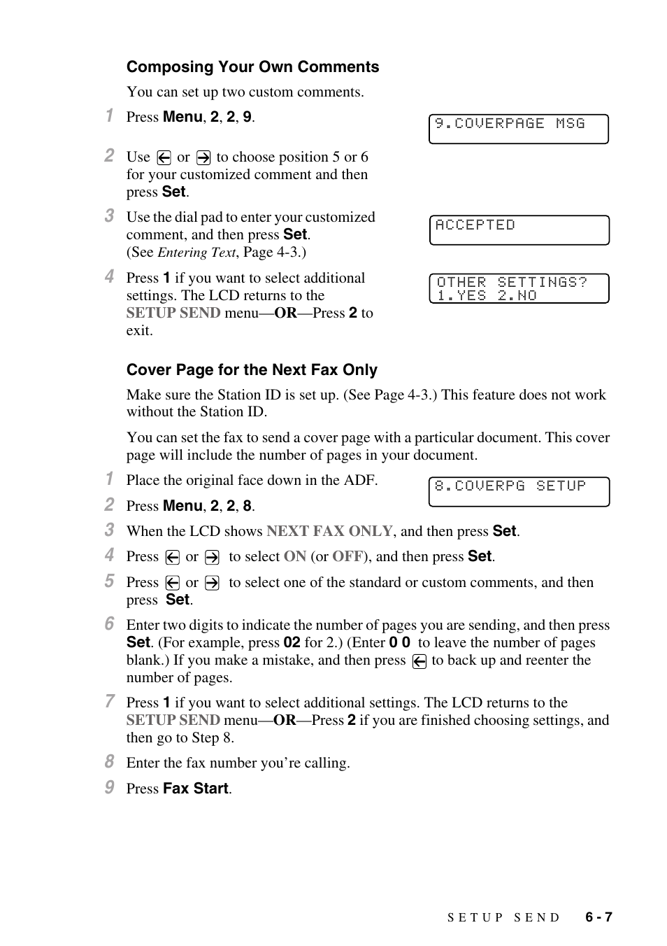 Composing your own comments, Characters. (see | Brother MFC-8500 User Manual | Page 71 / 234