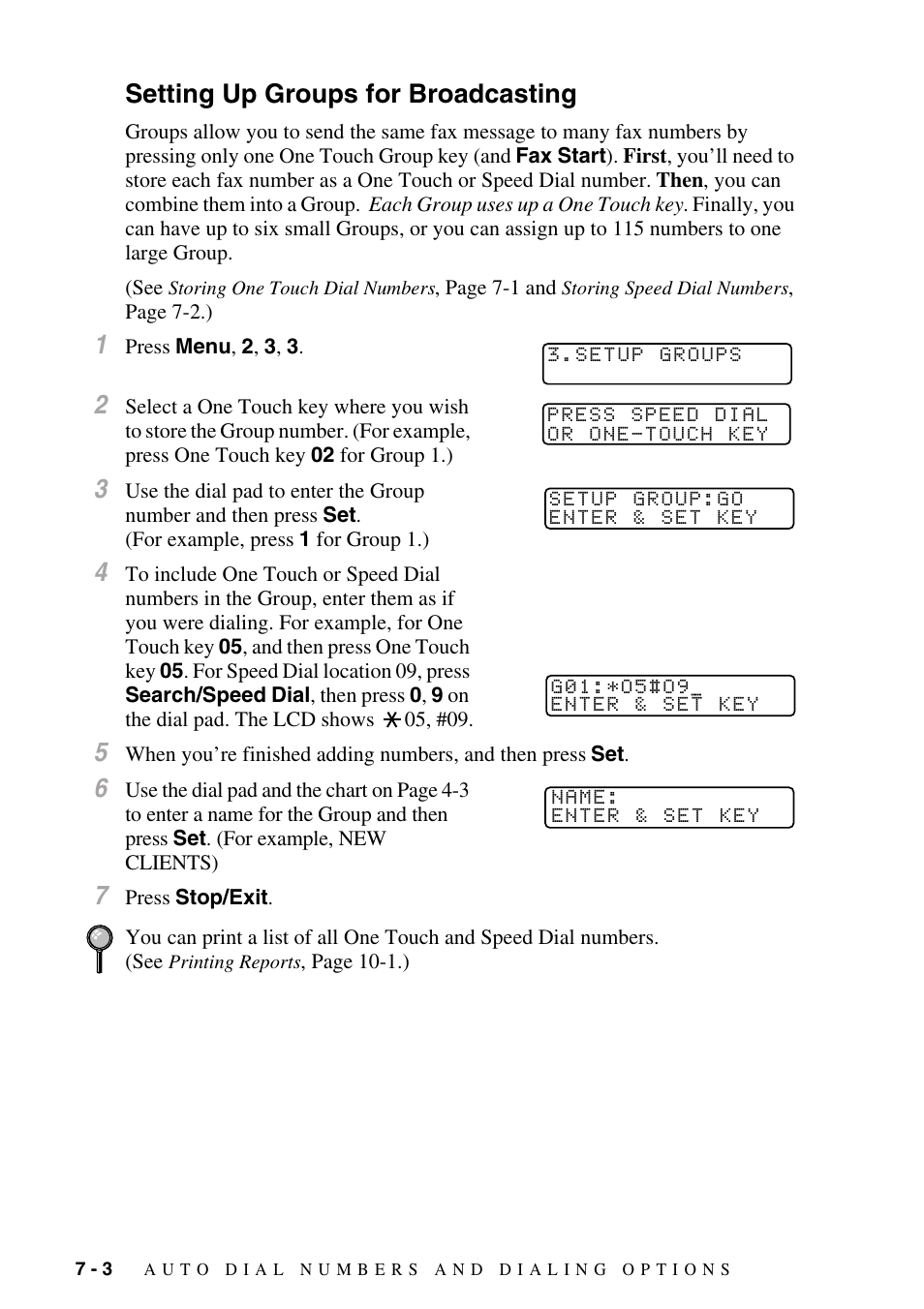Setting up groups for broadcasting, Setting up groups for broadcasting -3 | Brother MFC-8500 User Manual | Page 78 / 234