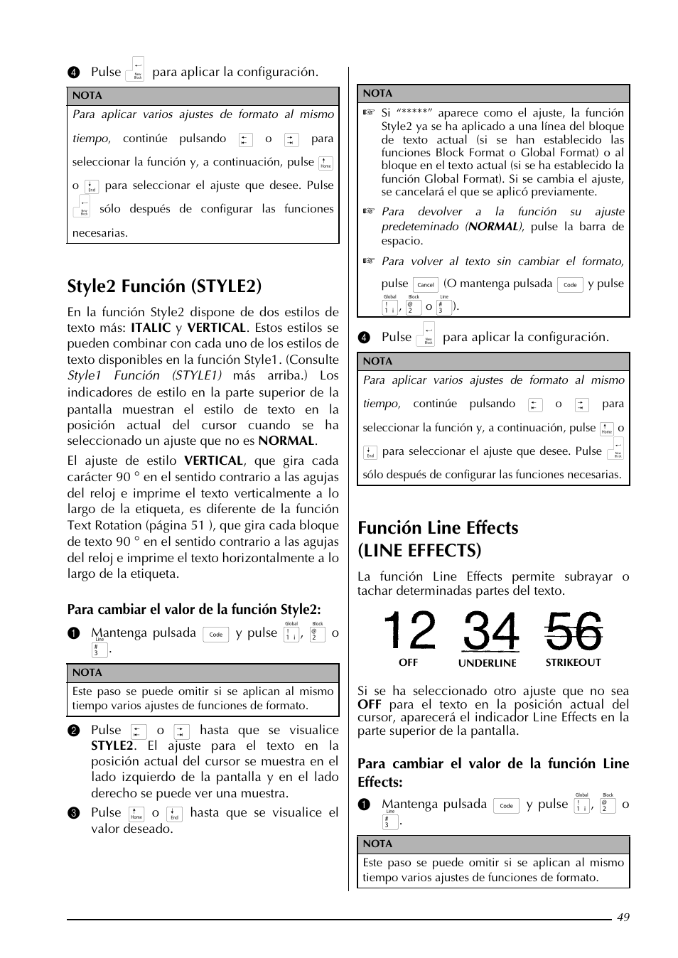 Style2 función (style2), Función line effects (line effects) | Brother PT-3600 User Manual | Page 187 / 212