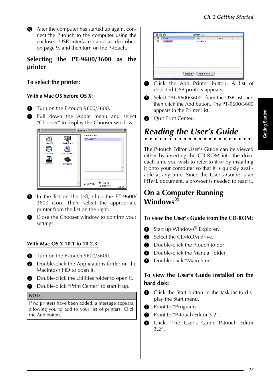 Reading the user’s guide, On a computer running windows | Brother PT-3600 User Manual | Page 39 / 212