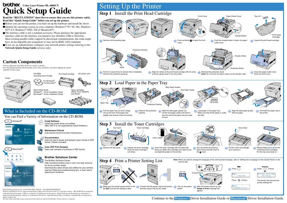 Brother HL-4000CN User Manual | 2 pages