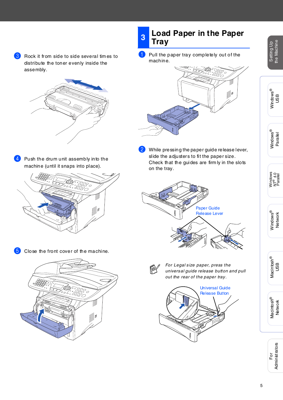 Load paper in the paper tray, Loa d pa per in t he pa per tray, 3load paper in the paper tray | Brother MFC-8420 User Manual | Page 6 / 56