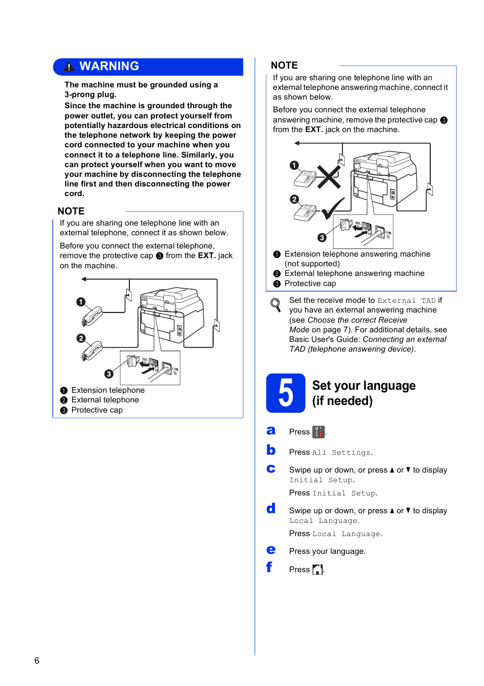 5 set your language (if needed), Set your language (if needed) | Brother MFC-9330CDW User Manual | Page 6 / 42