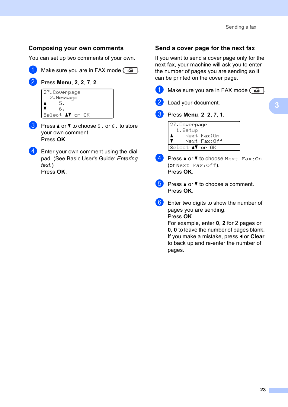 Composing your own comments | Brother MFC-8710DW User Manual | Page 31 / 93