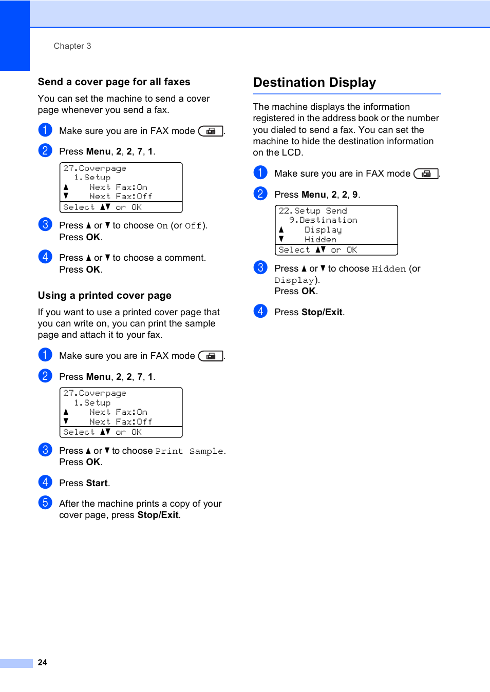 Destination display | Brother MFC-8710DW User Manual | Page 32 / 93