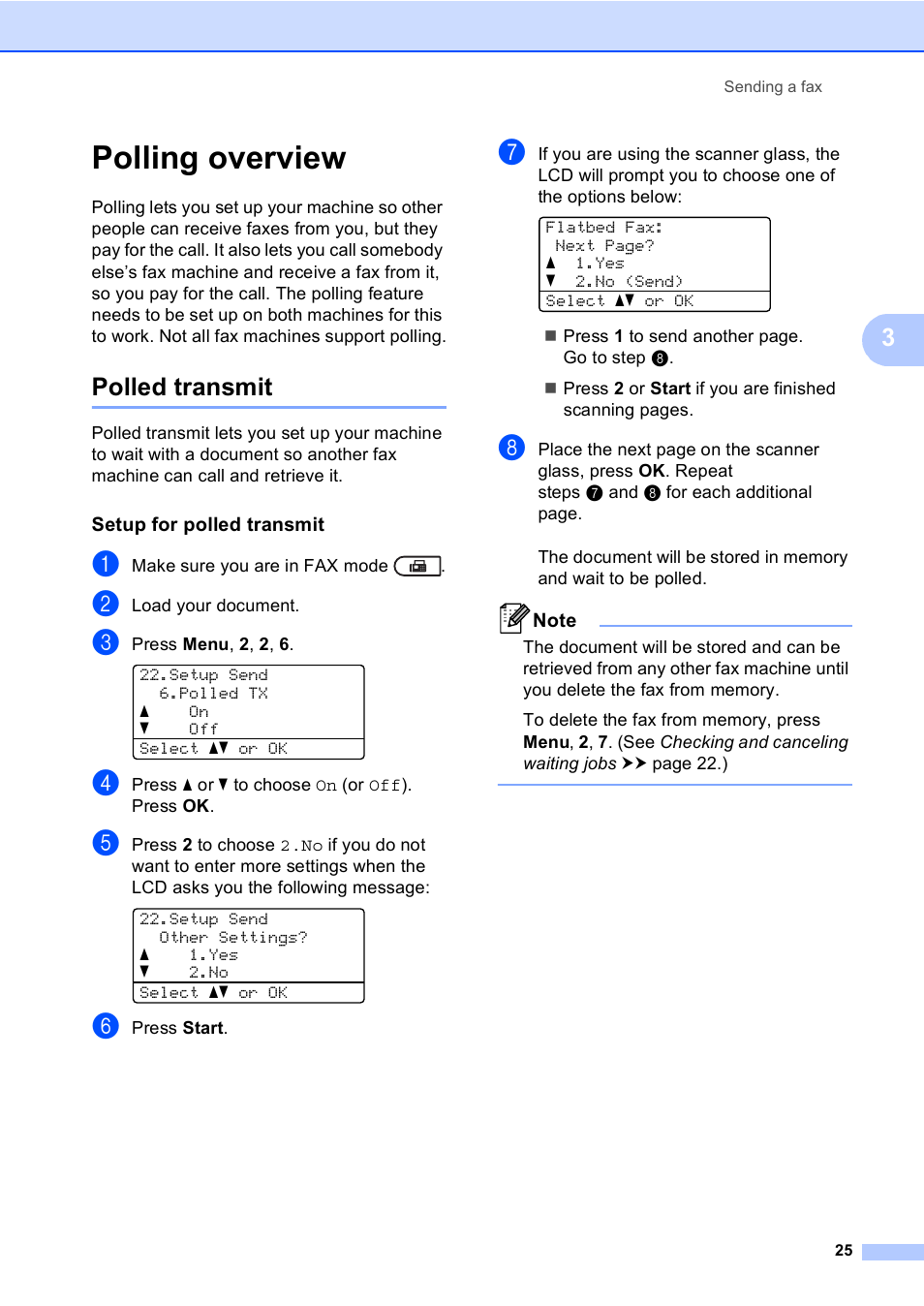 Polling overview, Polled transmit, Setup for polled transmit | Brother MFC-8710DW User Manual | Page 33 / 93
