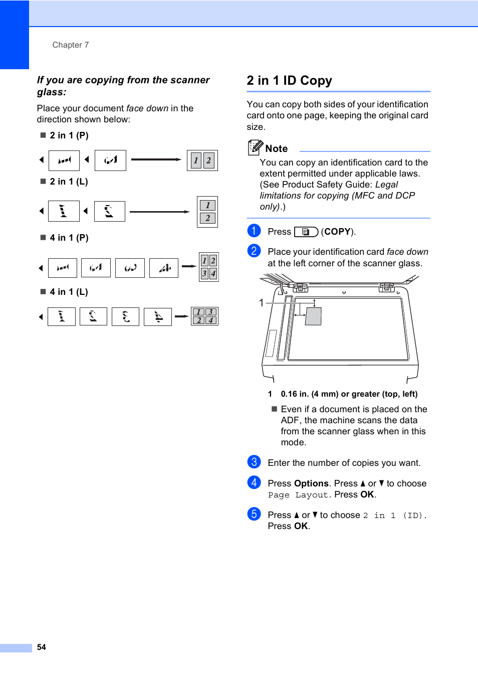 If you are copying from the scanner glass, 2 in 1 id copy | Brother MFC-8710DW User Manual | Page 62 / 93