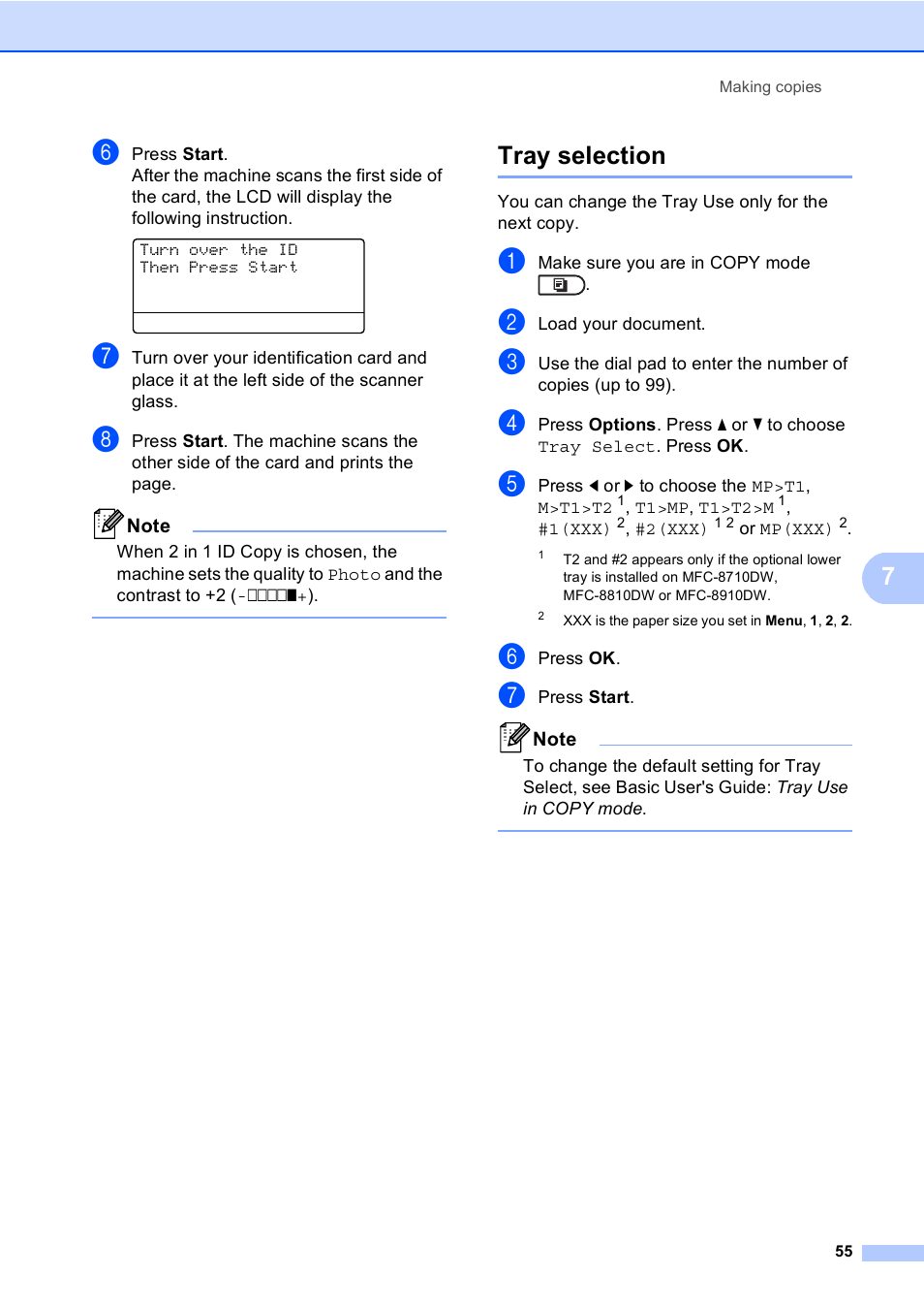 Tray selection | Brother MFC-8710DW User Manual | Page 63 / 93