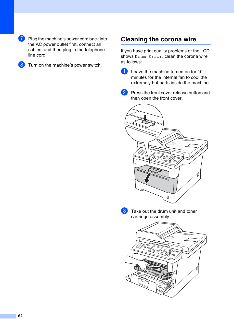 Cleaning the corona wire | Brother MFC-8710DW User Manual | Page 70 / 93