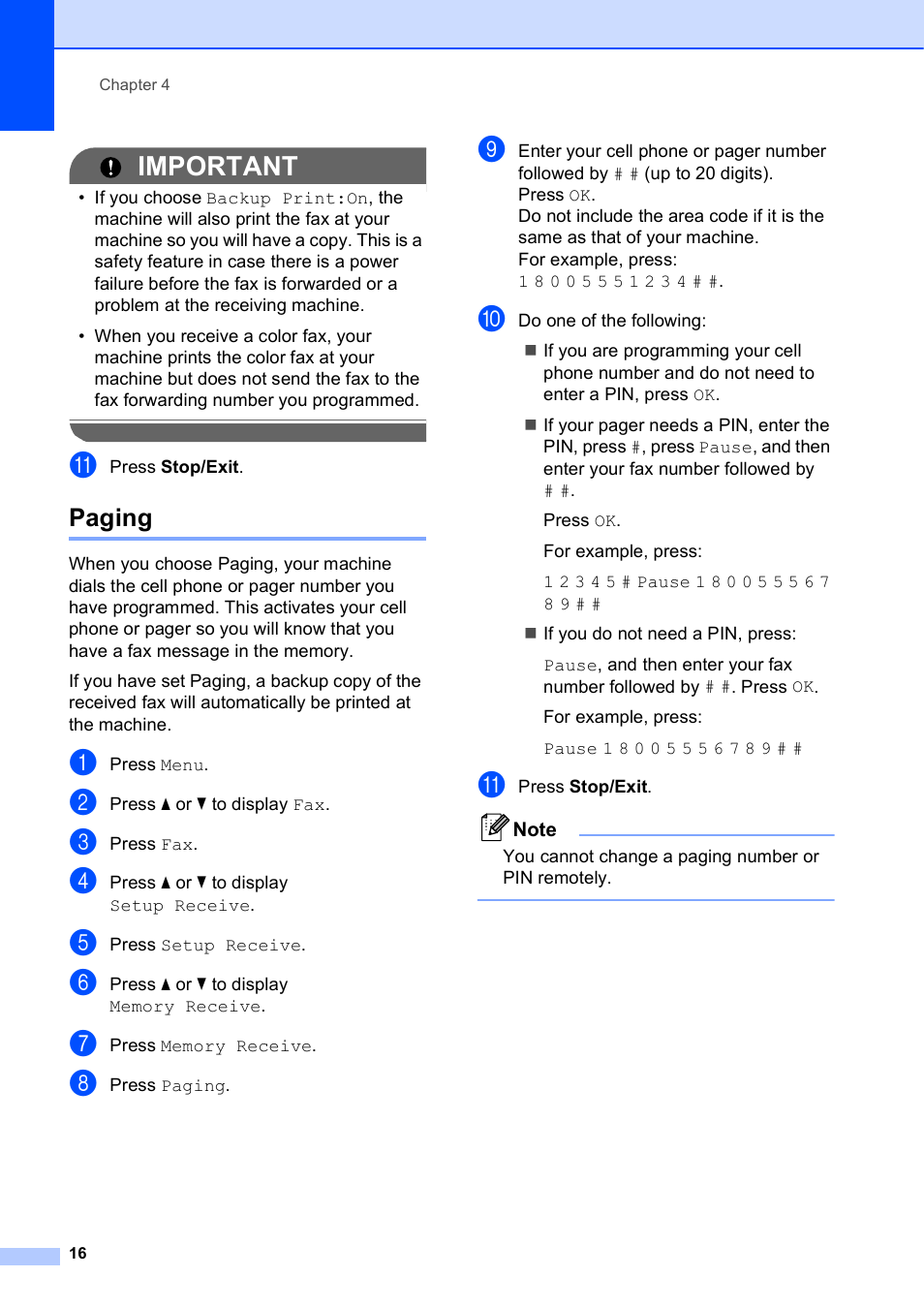 Paging, Important | Brother MFC-J835DW User Manual | Page 22 / 82