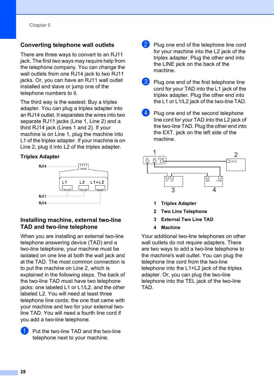 Converting telephone wall outlets | Brother MFC-J835DW User Manual | Page 34 / 82