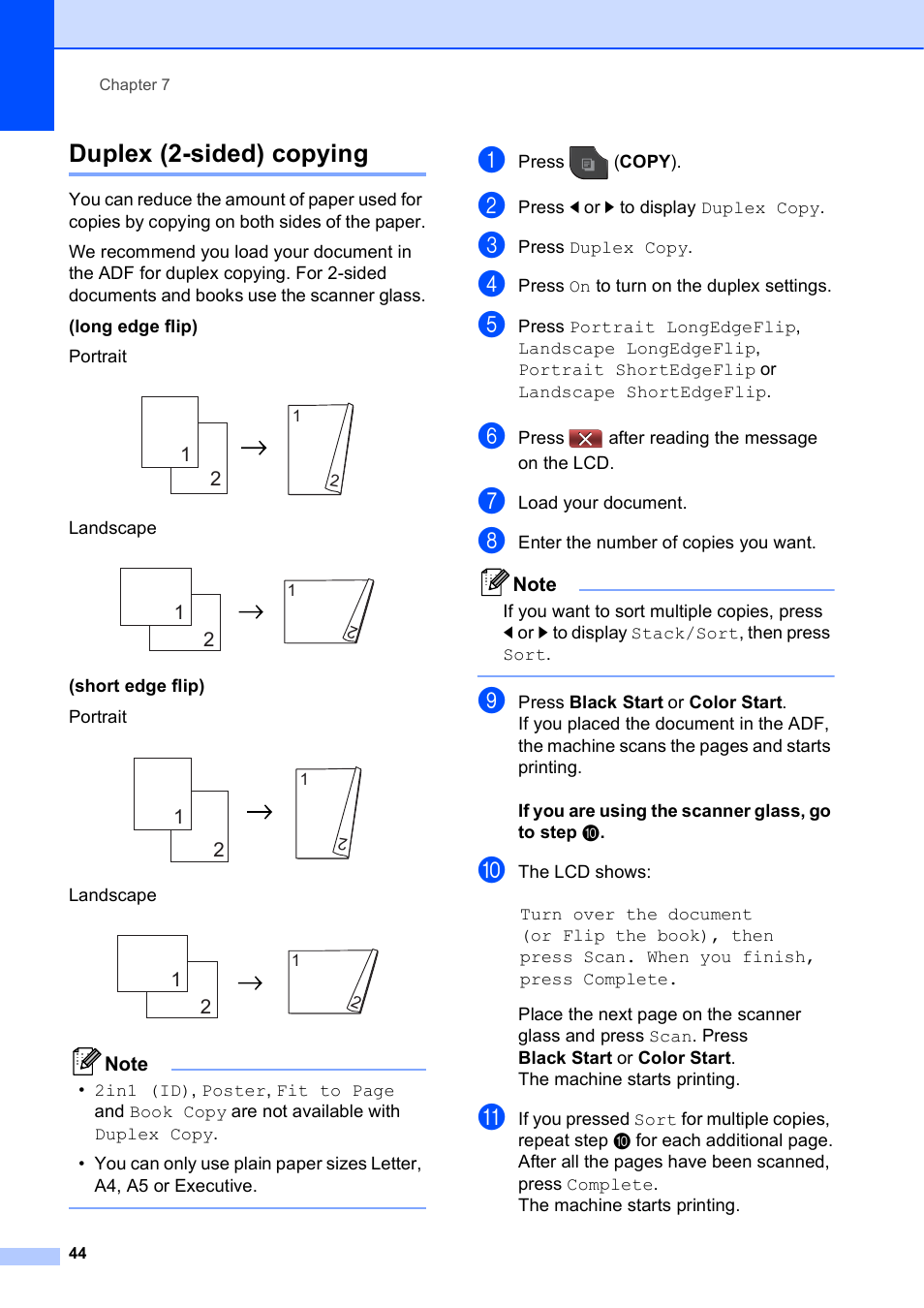 Duplex (2-sided) copying | Brother MFC-J835DW User Manual | Page 50 / 82