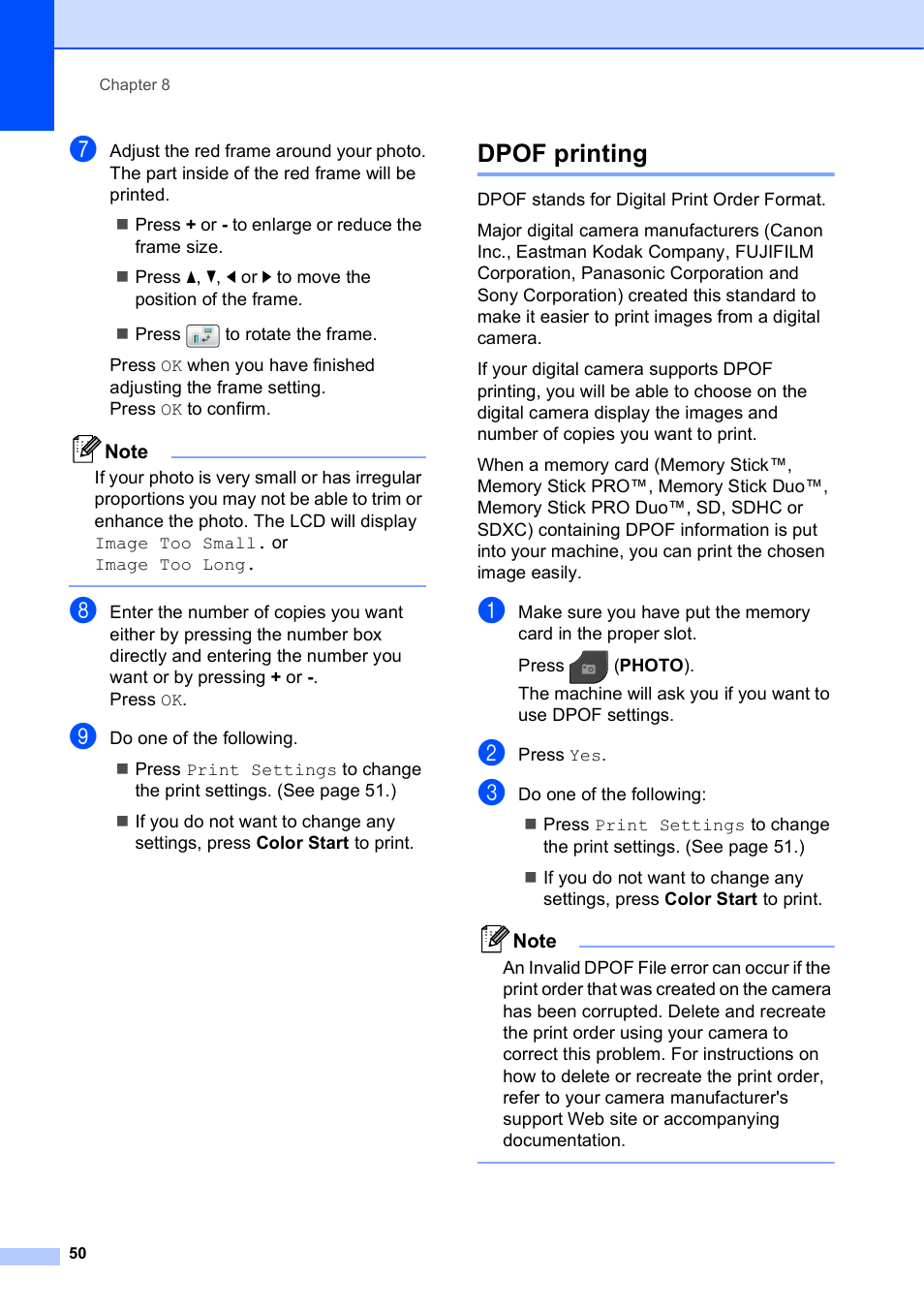 Dpof printing | Brother MFC-J835DW User Manual | Page 56 / 82