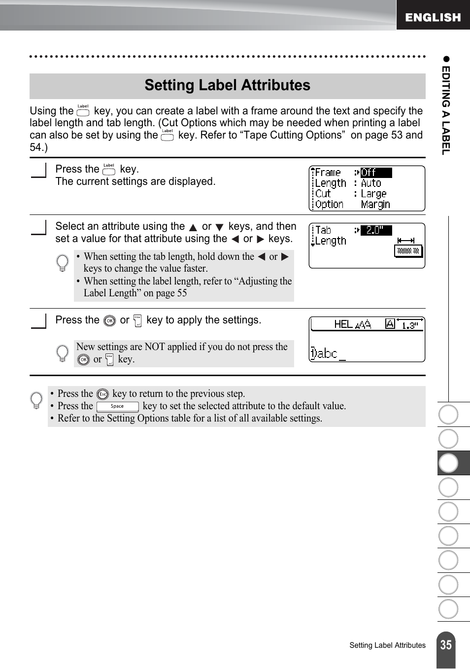 Setting label attributes | Brother PT-2100 User Manual | Page 41 / 161