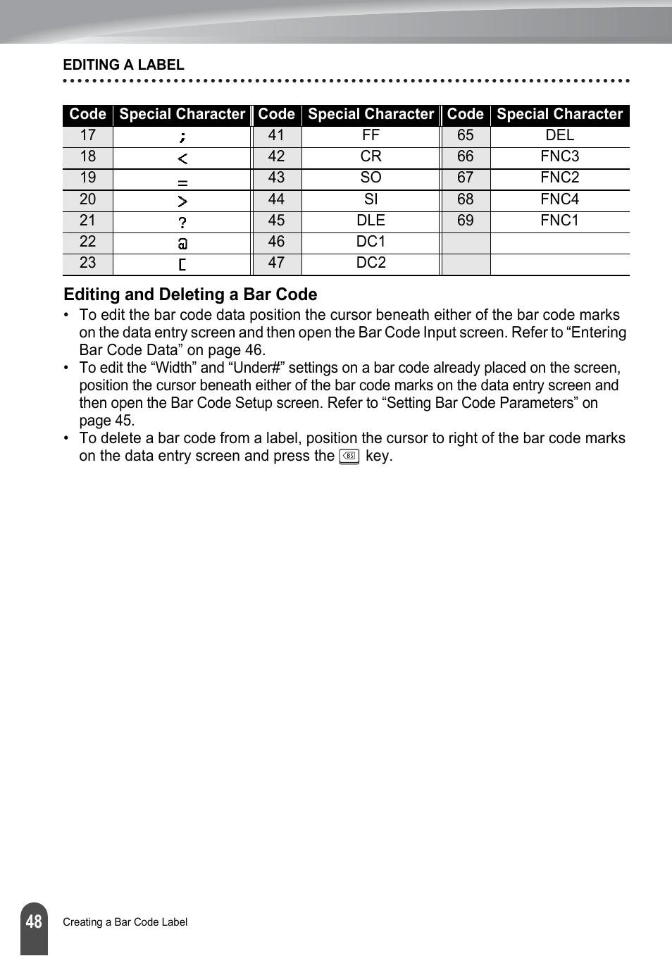 Editing and deleting a bar code | Brother PT-2100 User Manual | Page 54 / 161