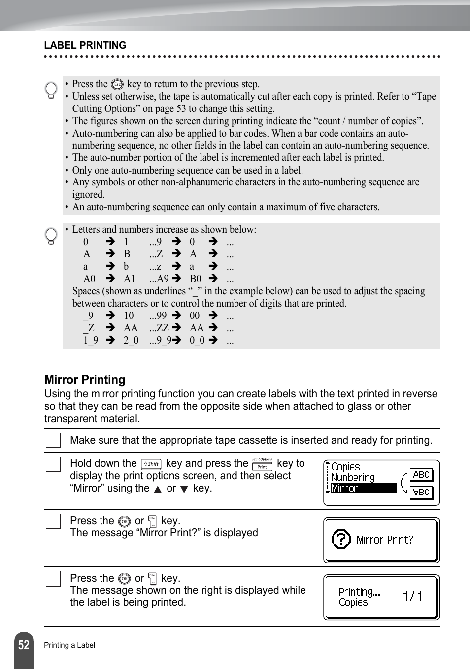 Mirror printing | Brother PT-2100 User Manual | Page 58 / 161