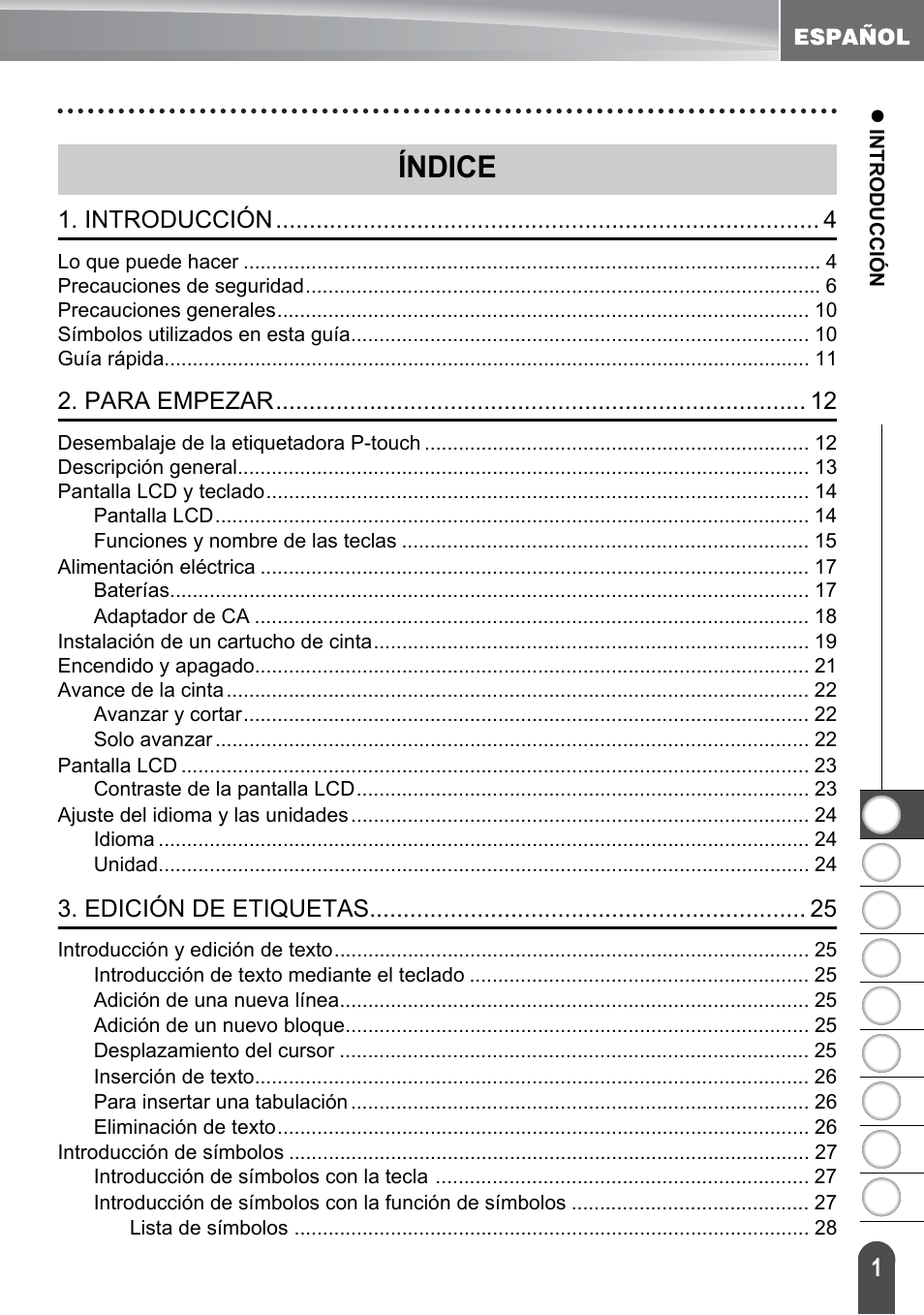 Índice | Brother PT-2100 User Manual | Page 85 / 161