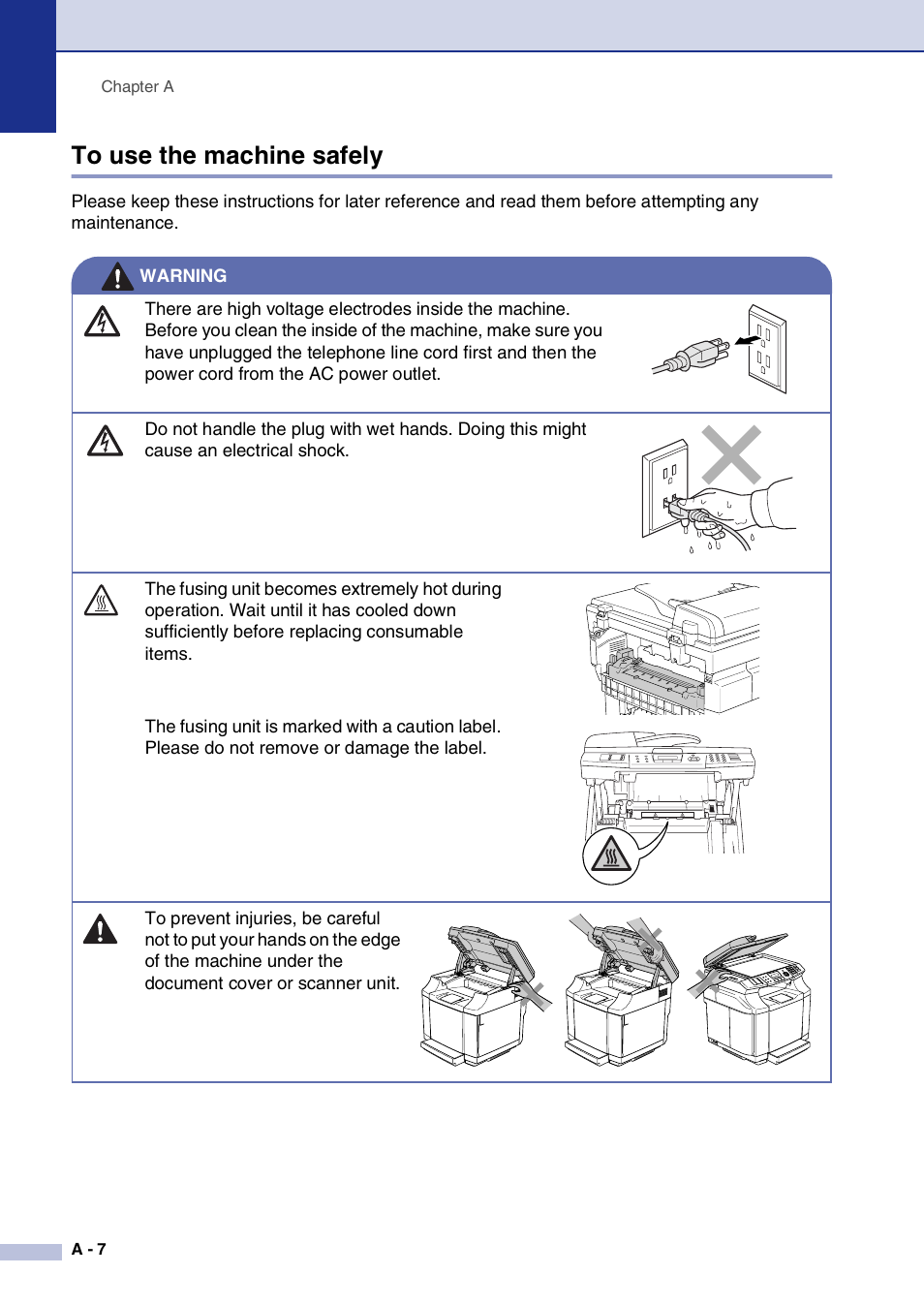 To use the machine safely | Brother MFC-9420CN User Manual | Page 107 / 195