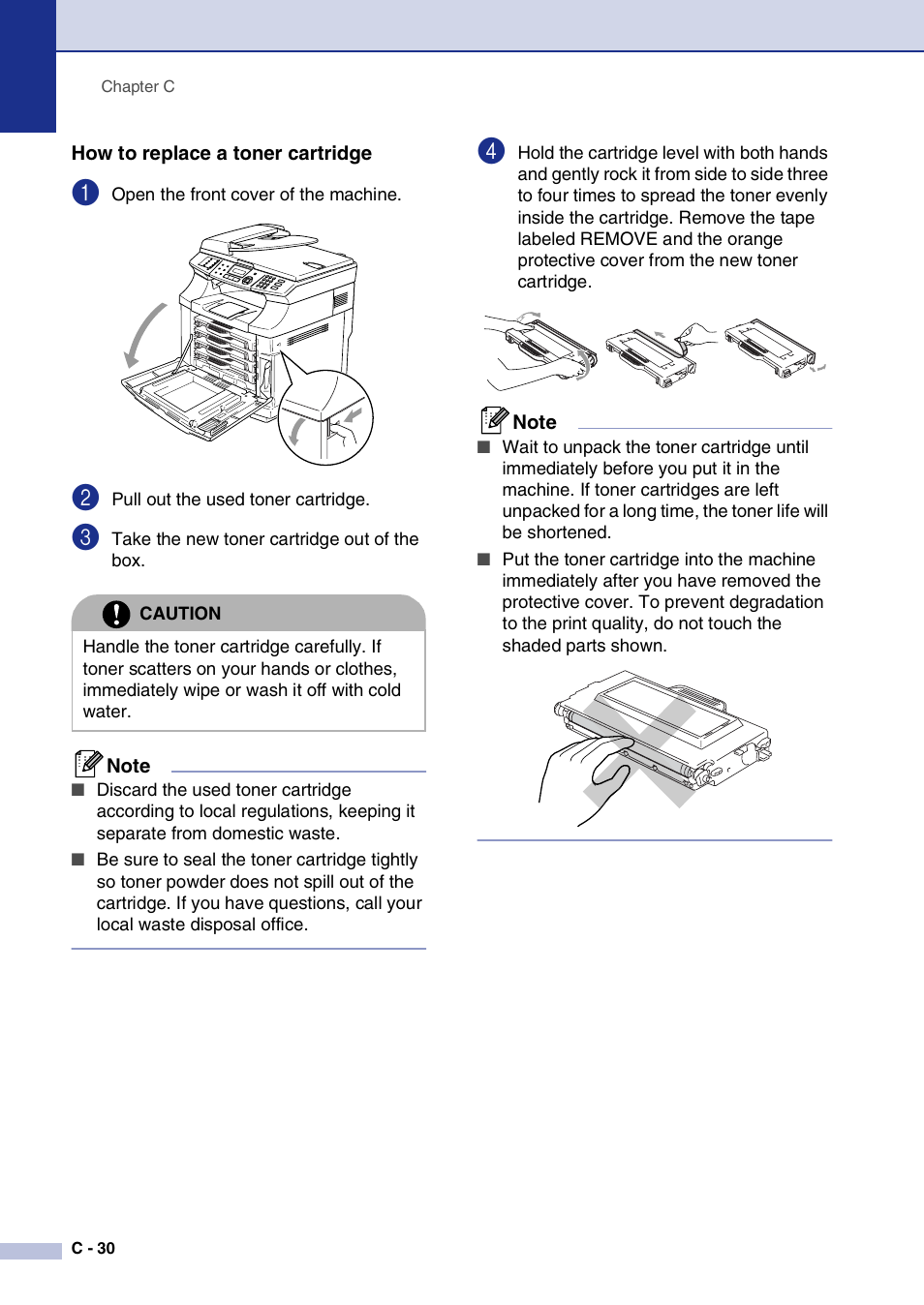 How to replace a toner cartridge | Brother MFC-9420CN User Manual | Page 155 / 195