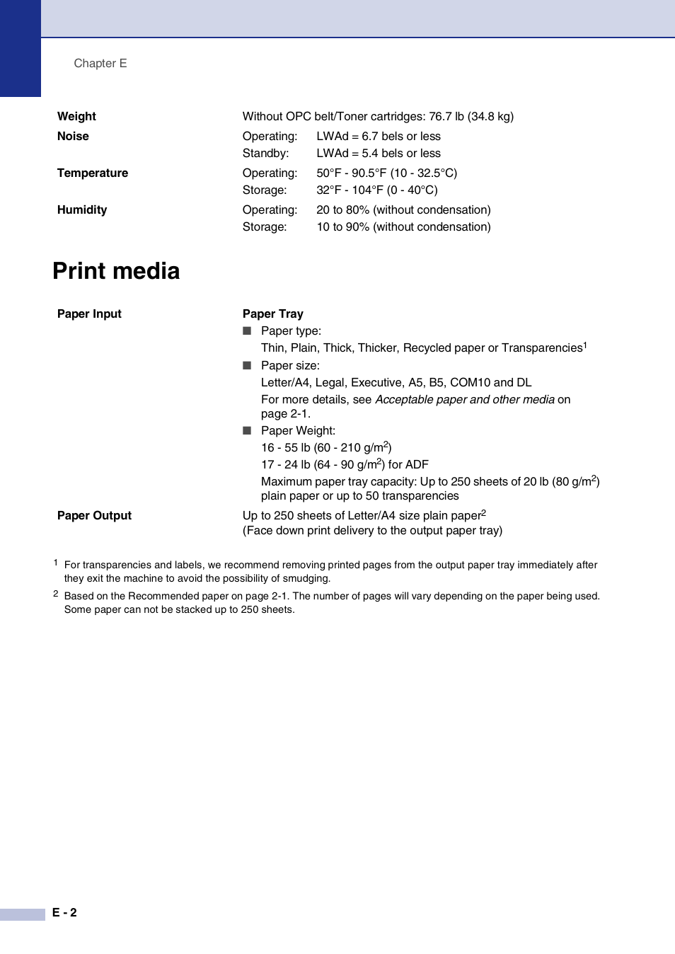 Print media | Brother MFC-9420CN User Manual | Page 175 / 195