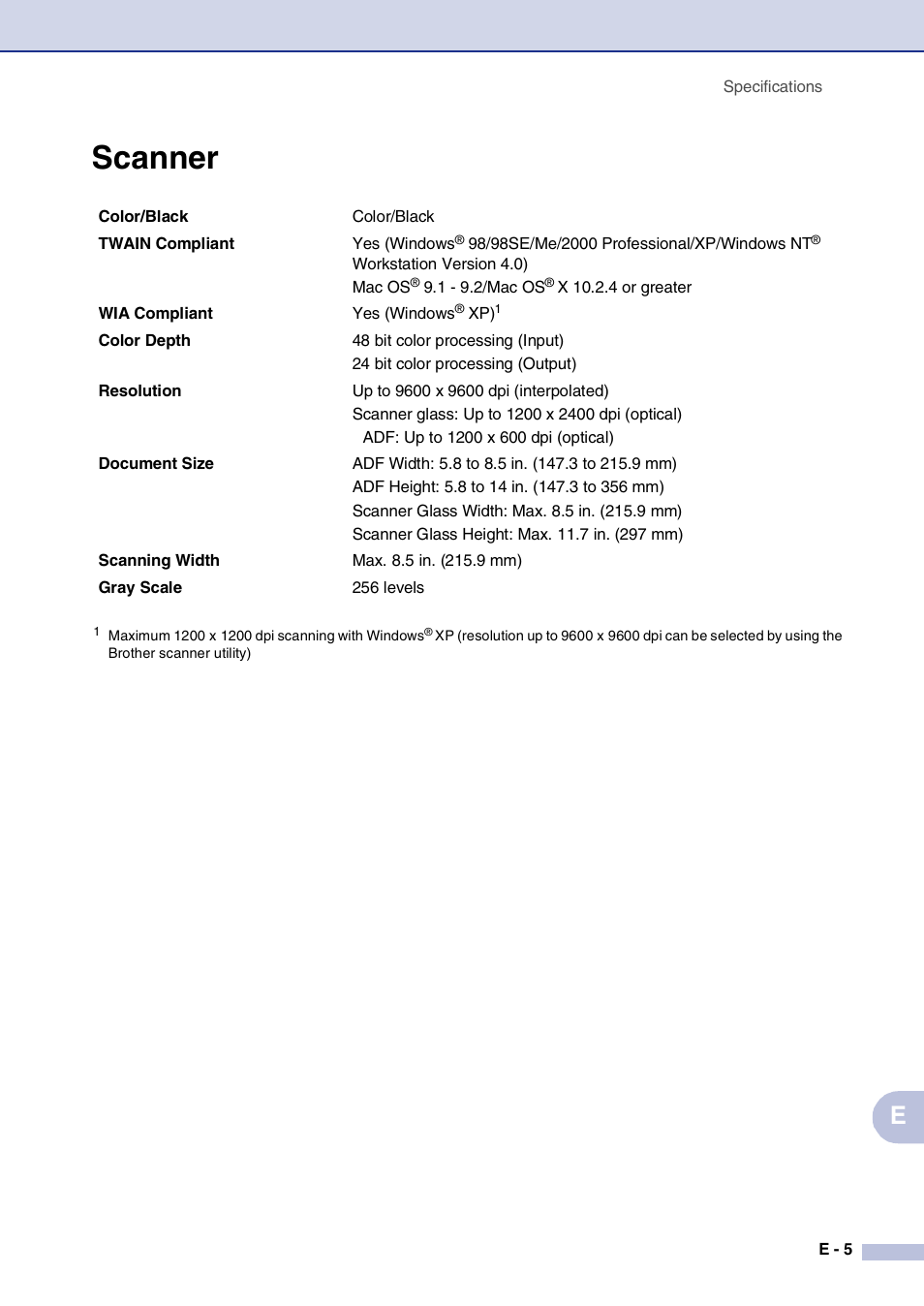 Scanner | Brother MFC-9420CN User Manual | Page 178 / 195