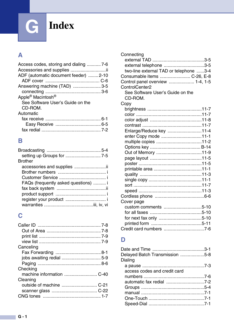 Index | Brother MFC-9420CN User Manual | Page 187 / 195