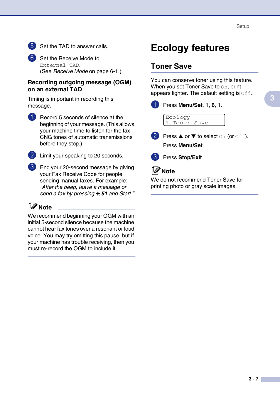 Ecology features, Toner save, Ecology features -7 | Toner save -7 | Brother MFC-9420CN User Manual | Page 42 / 195