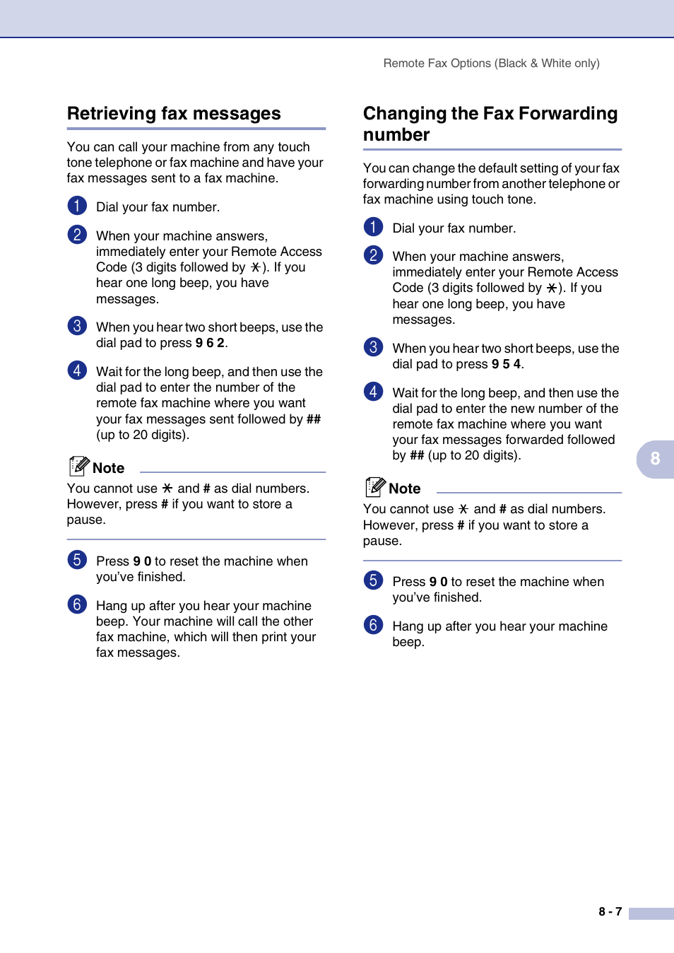 Retrieving fax messages, Changing the fax forwarding number | Brother MFC-9420CN User Manual | Page 84 / 195