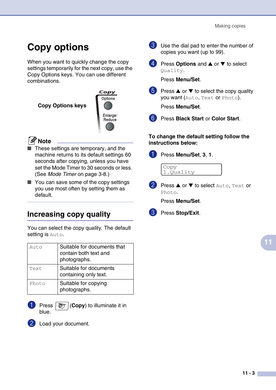 Copy options, Increasing copy quality, Copy options -3 | Increasing copy quality -3 | Brother MFC-9420CN User Manual | Page 92 / 195