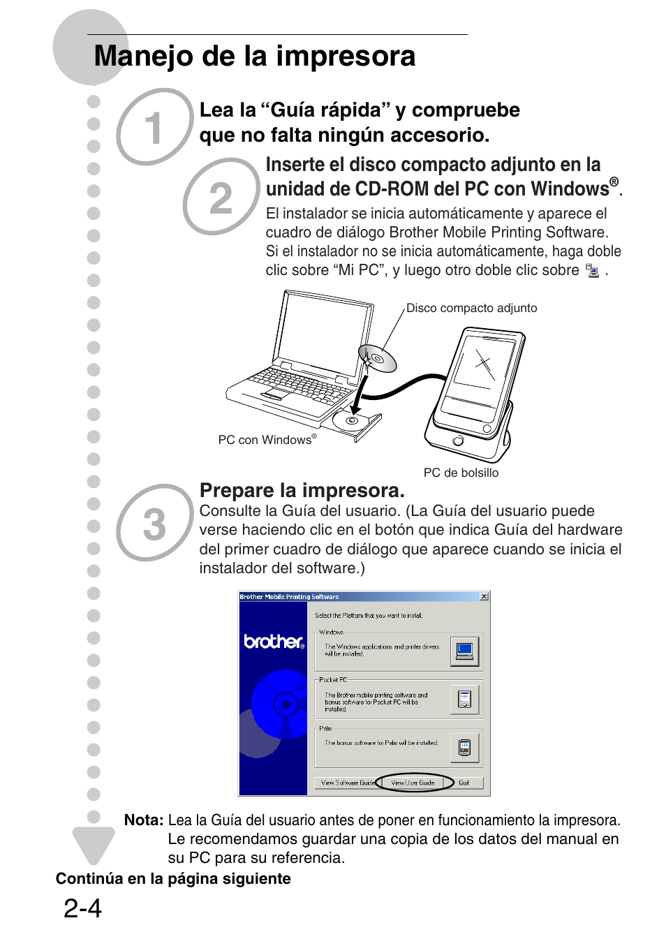 Manejo de la impresora | Brother MW-140BT User Manual | Page 13 / 18