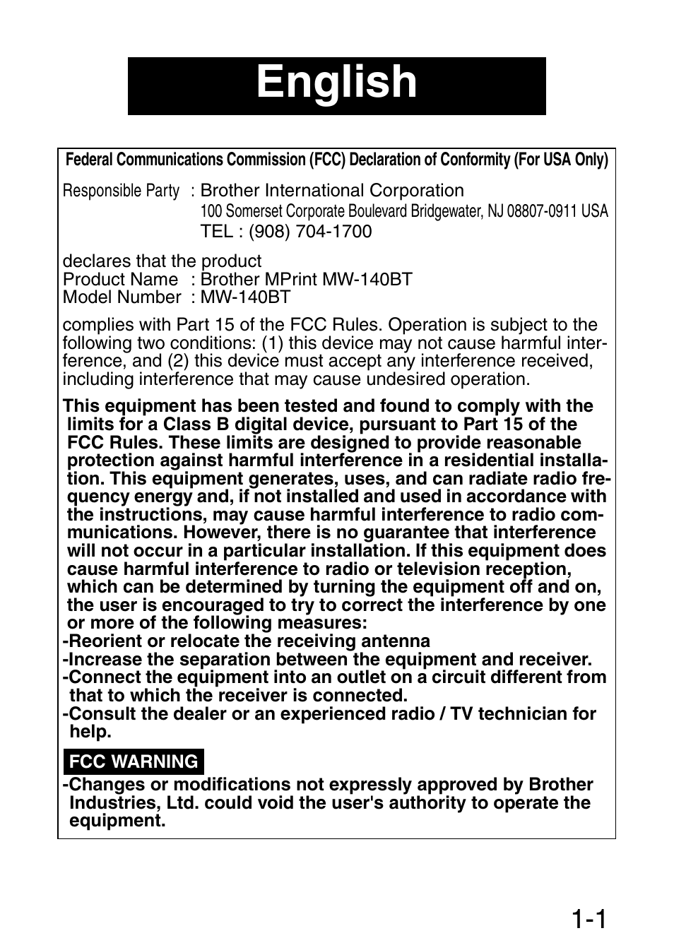 English | Brother MW-140BT User Manual | Page 2 / 18