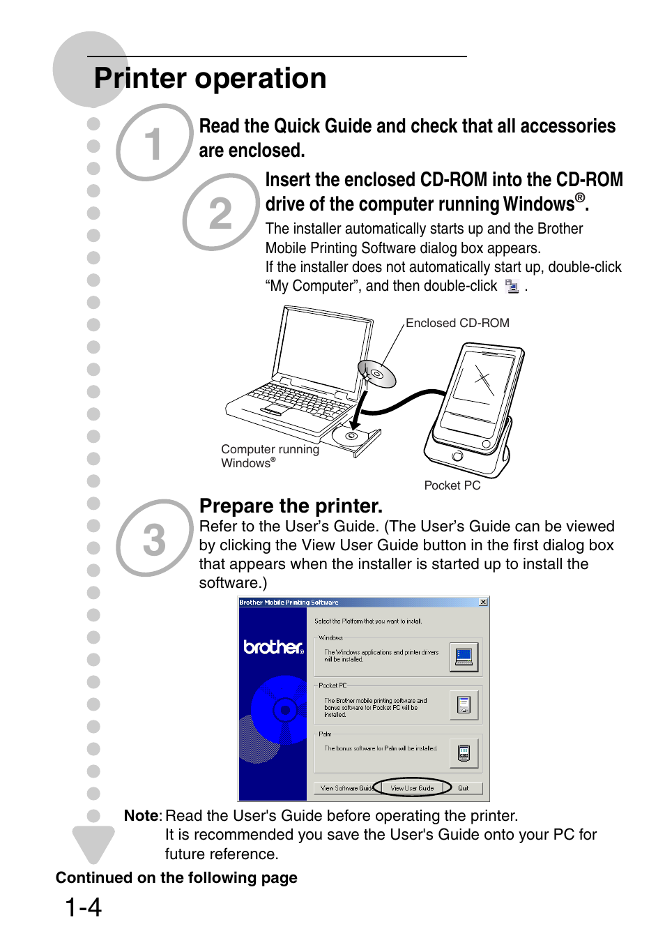 Printer operation | Brother MW-140BT User Manual | Page 5 / 18