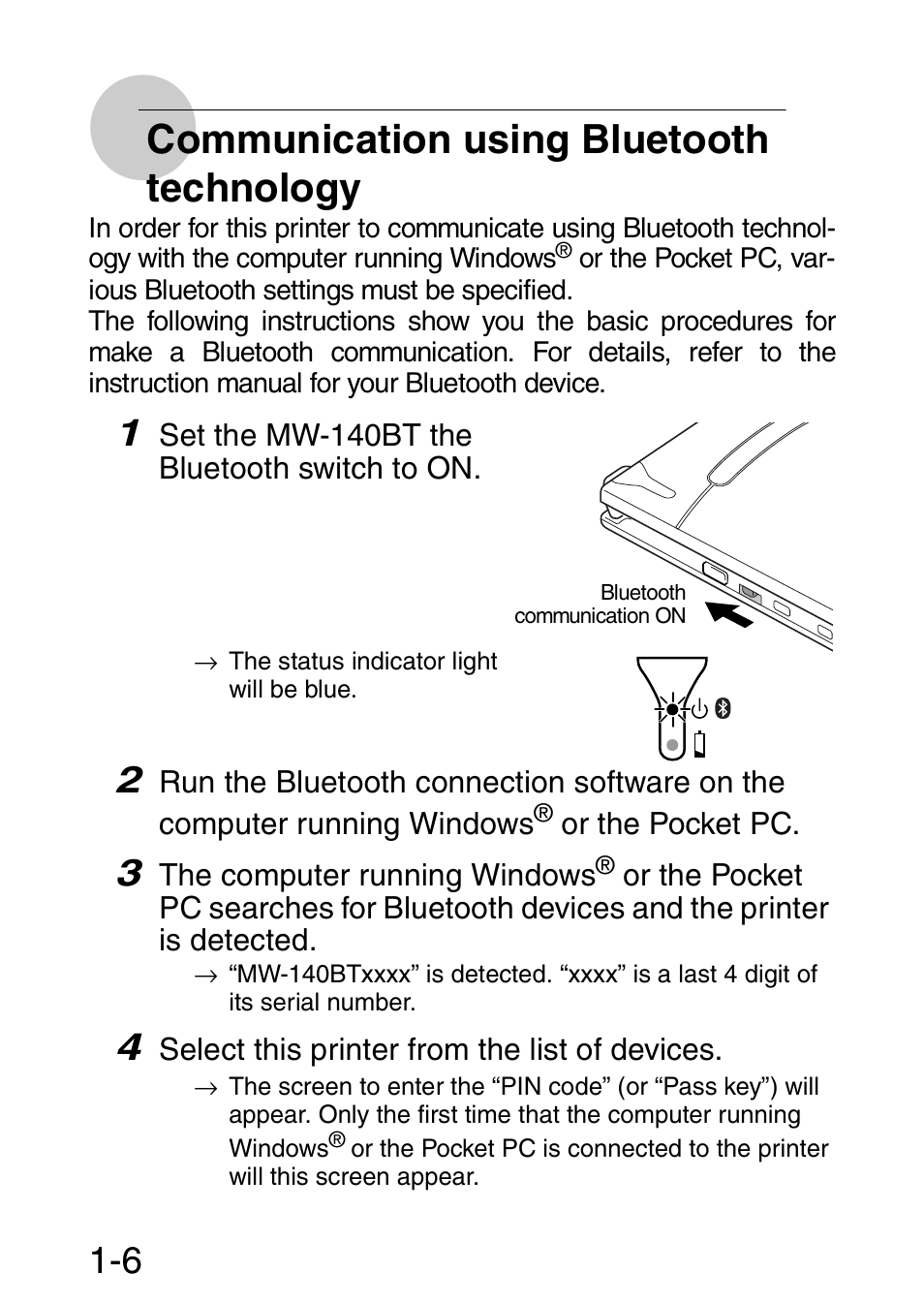 Communication using bluetooth technology | Brother MW-140BT User Manual | Page 7 / 18