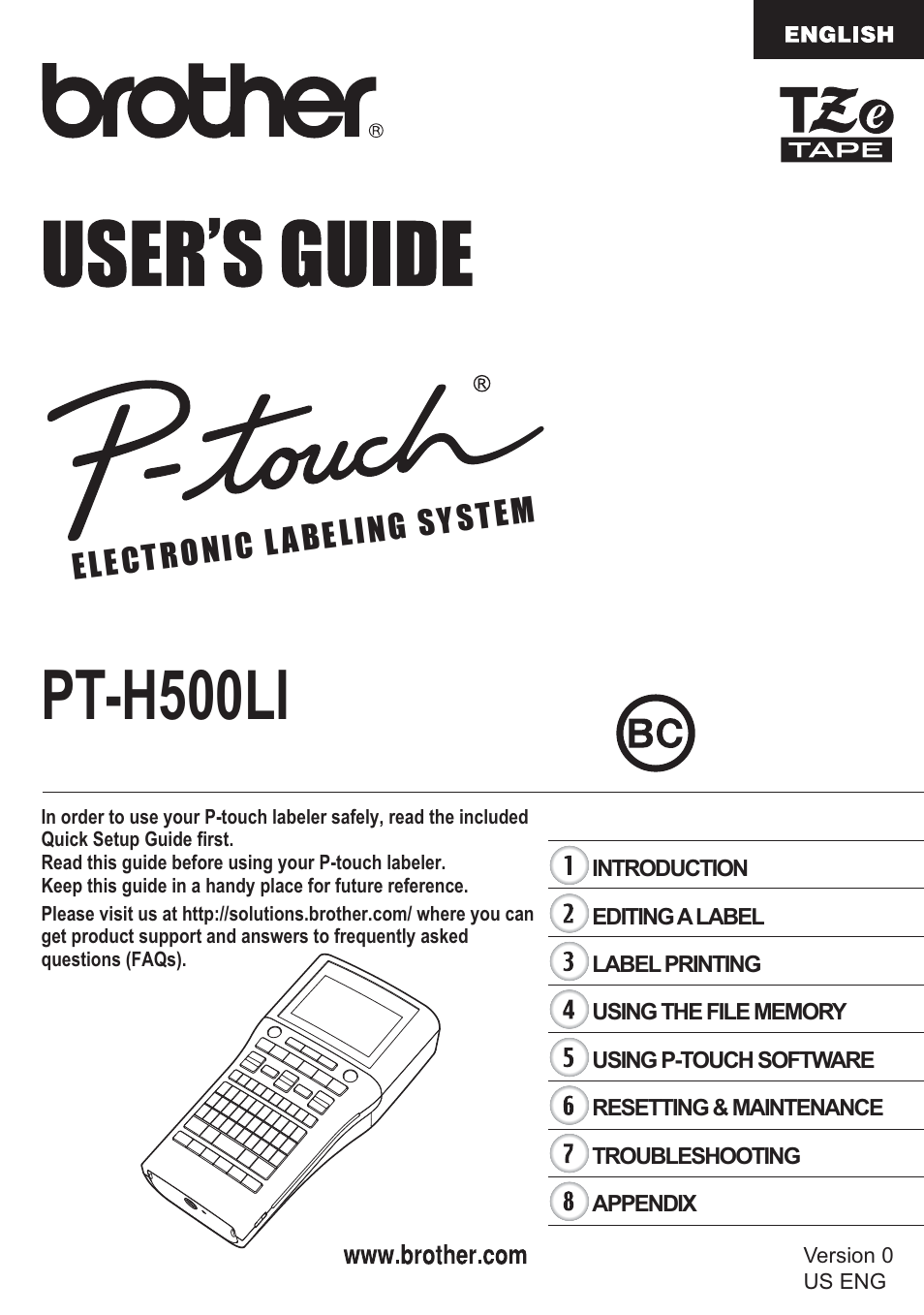 Brother PT-H500 User Manual | 62 pages