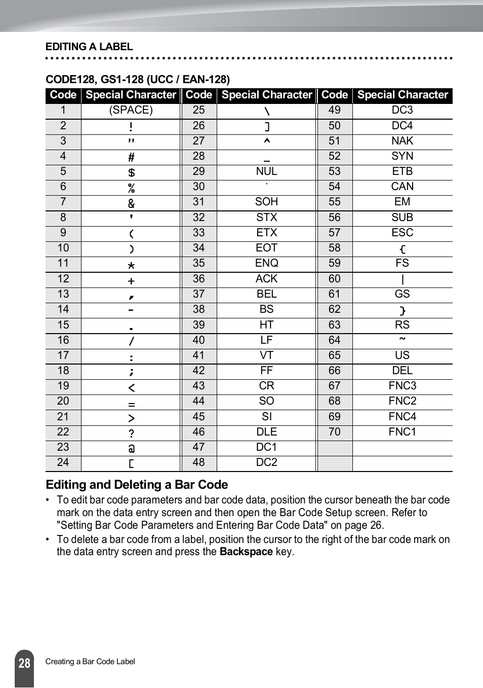 Editing and deleting a bar code | Brother PT-H500 User Manual | Page 29 / 62