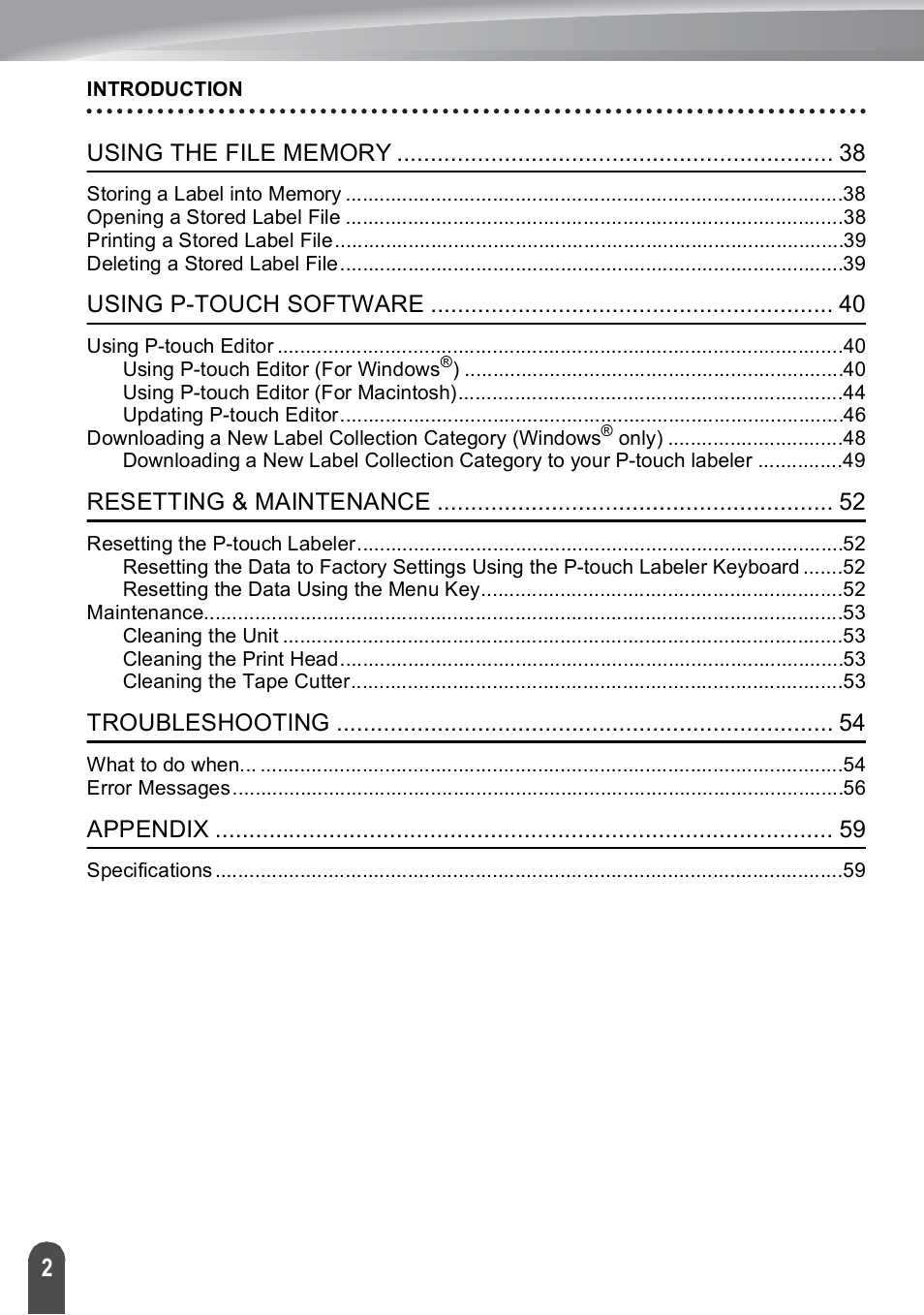 Brother PT-H500 User Manual | Page 3 / 62