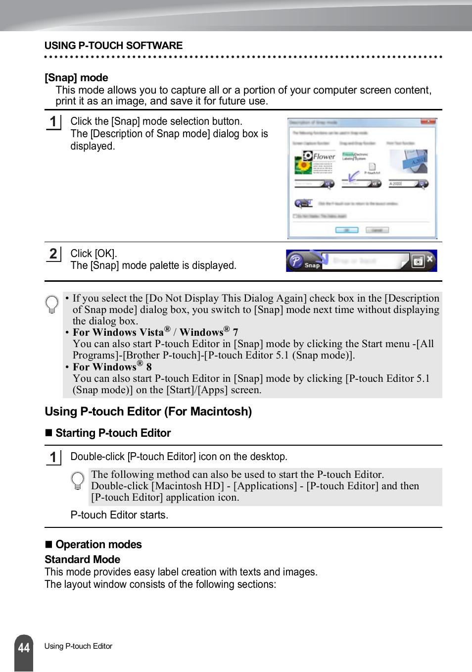 Using p-touch editor (for macintosh) | Brother PT-H500 User Manual | Page 45 / 62