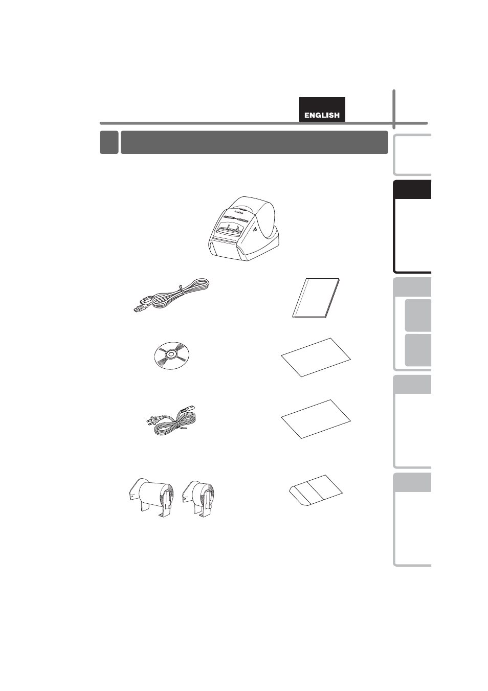 Getting started, Unpacking the ql-570/580n, Getting starte | Step | Brother QL-580N User Manual | Page 13 / 100