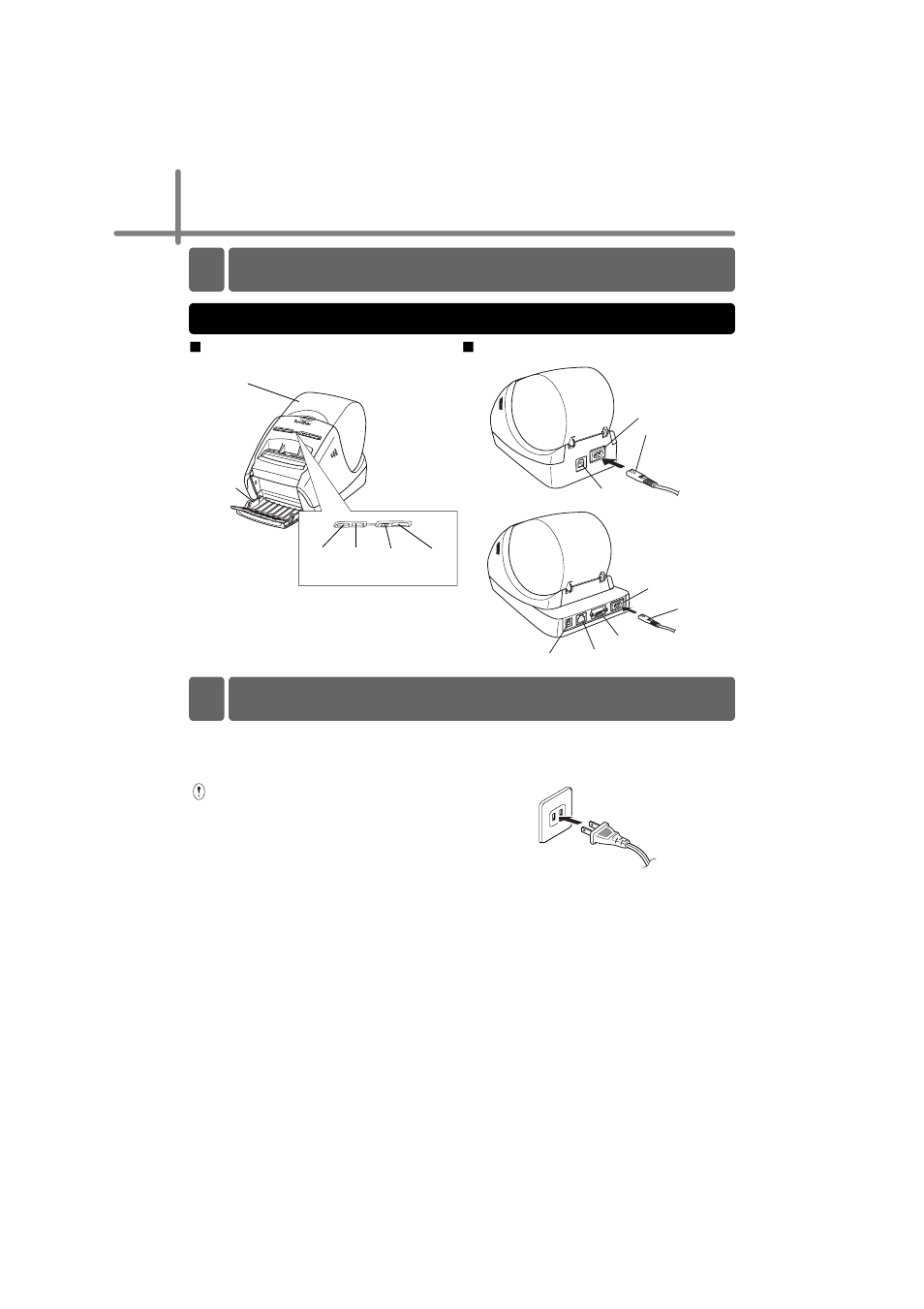 Parts description, Main printing unit, Connecting the power supply | 2 parts description, 3 connecting the power supply | Brother QL-580N User Manual | Page 14 / 100