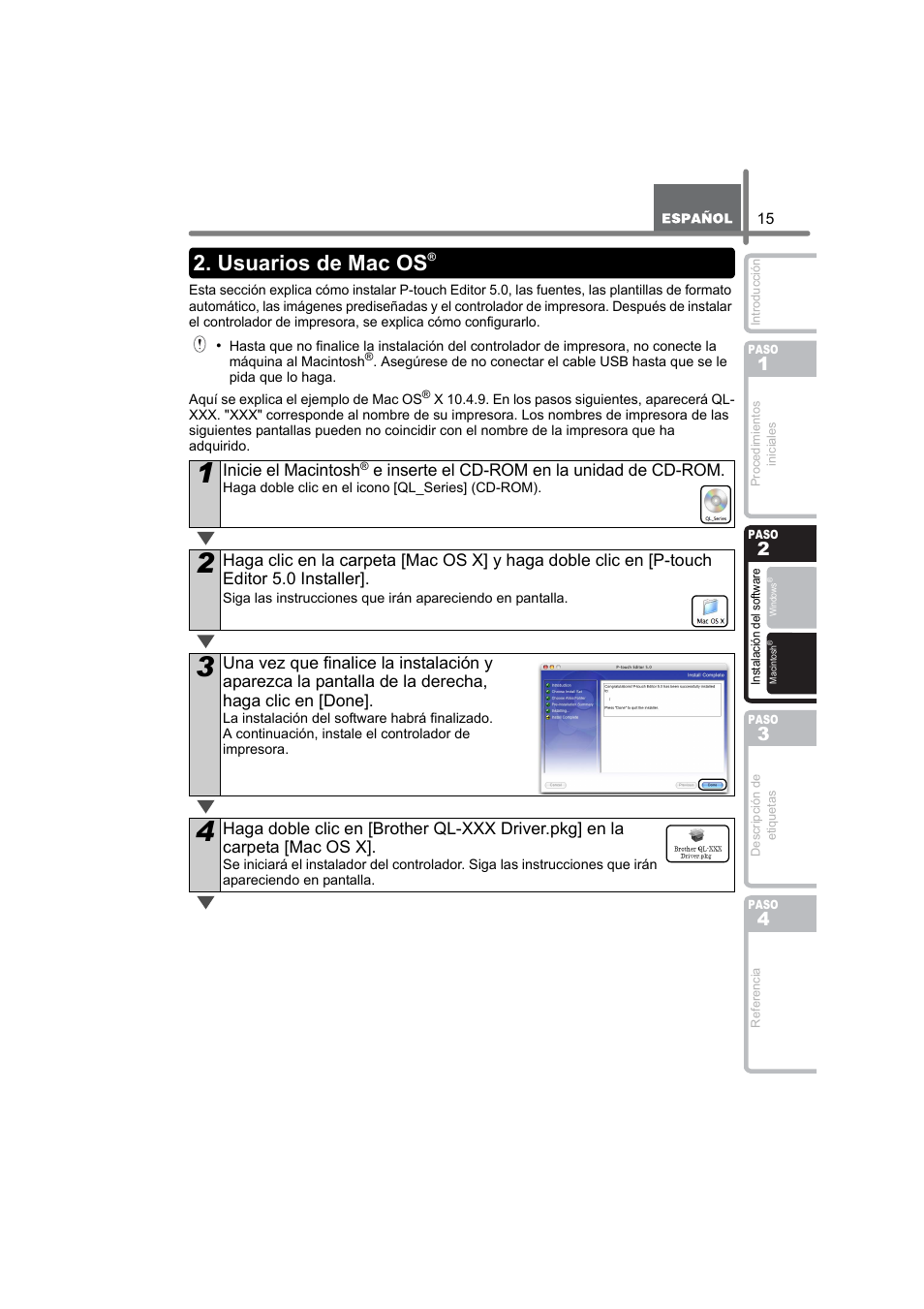 Usuarios de mac os | Brother QL-580N User Manual | Page 67 / 100