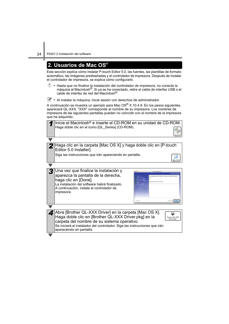 Usuarios de mac os | Brother QL-580N User Manual | Page 76 / 100