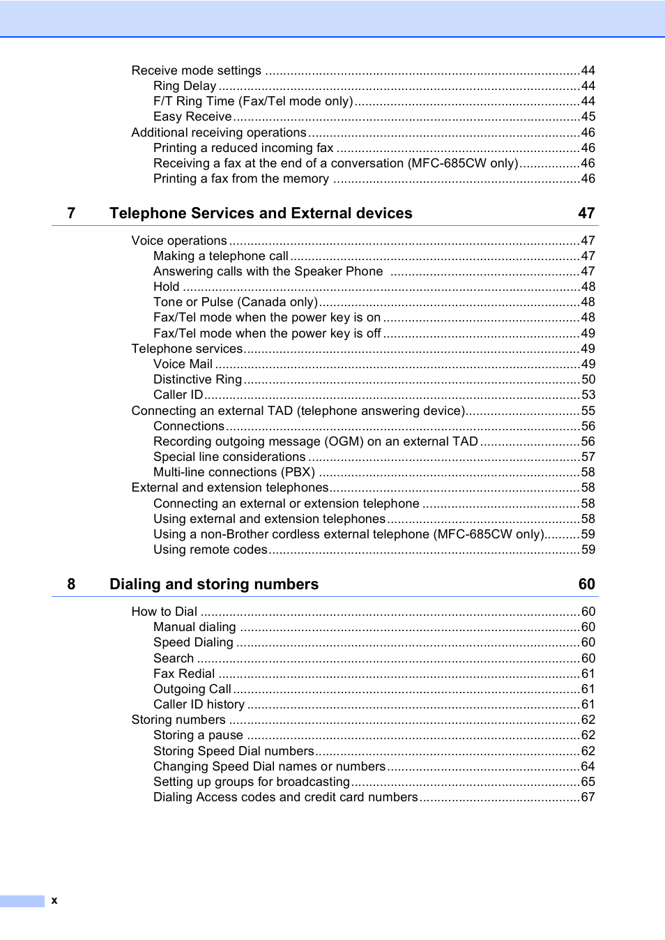 Brother MFC-885CW User Manual | Page 12 / 218