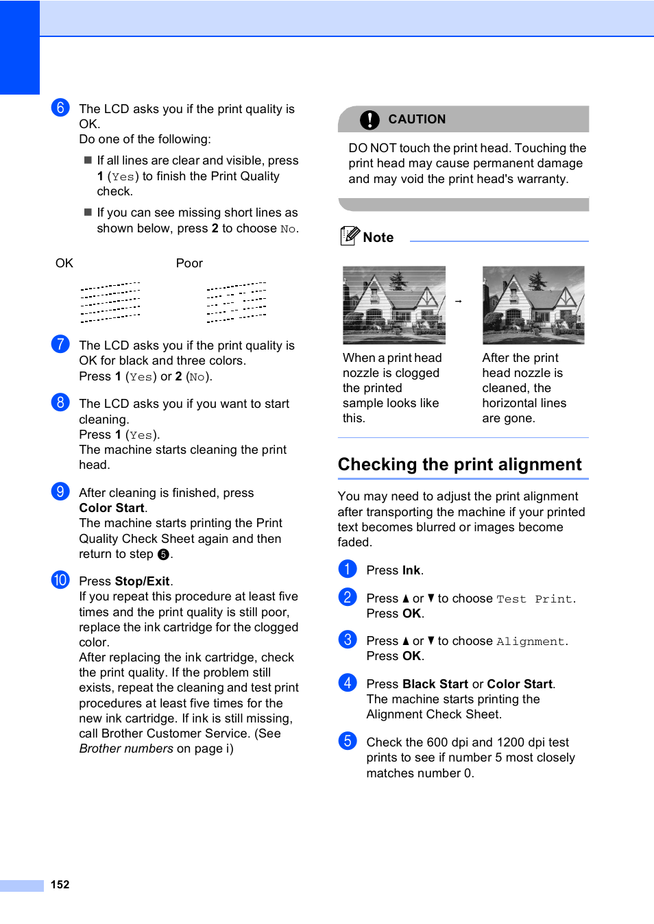 Checking the print alignment | Brother MFC-885CW User Manual | Page 168 / 218