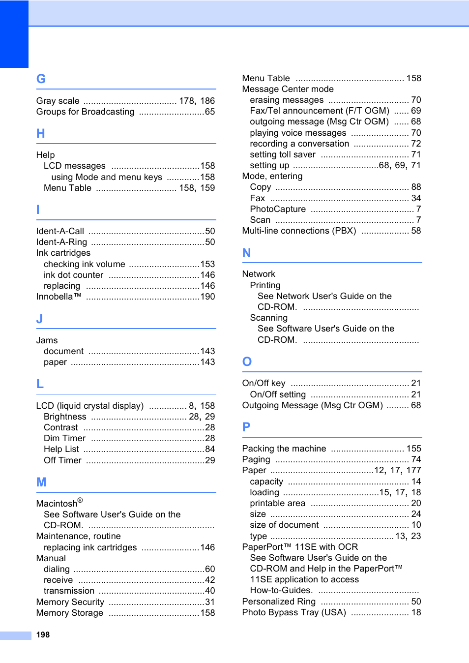 Brother MFC-885CW User Manual | Page 214 / 218