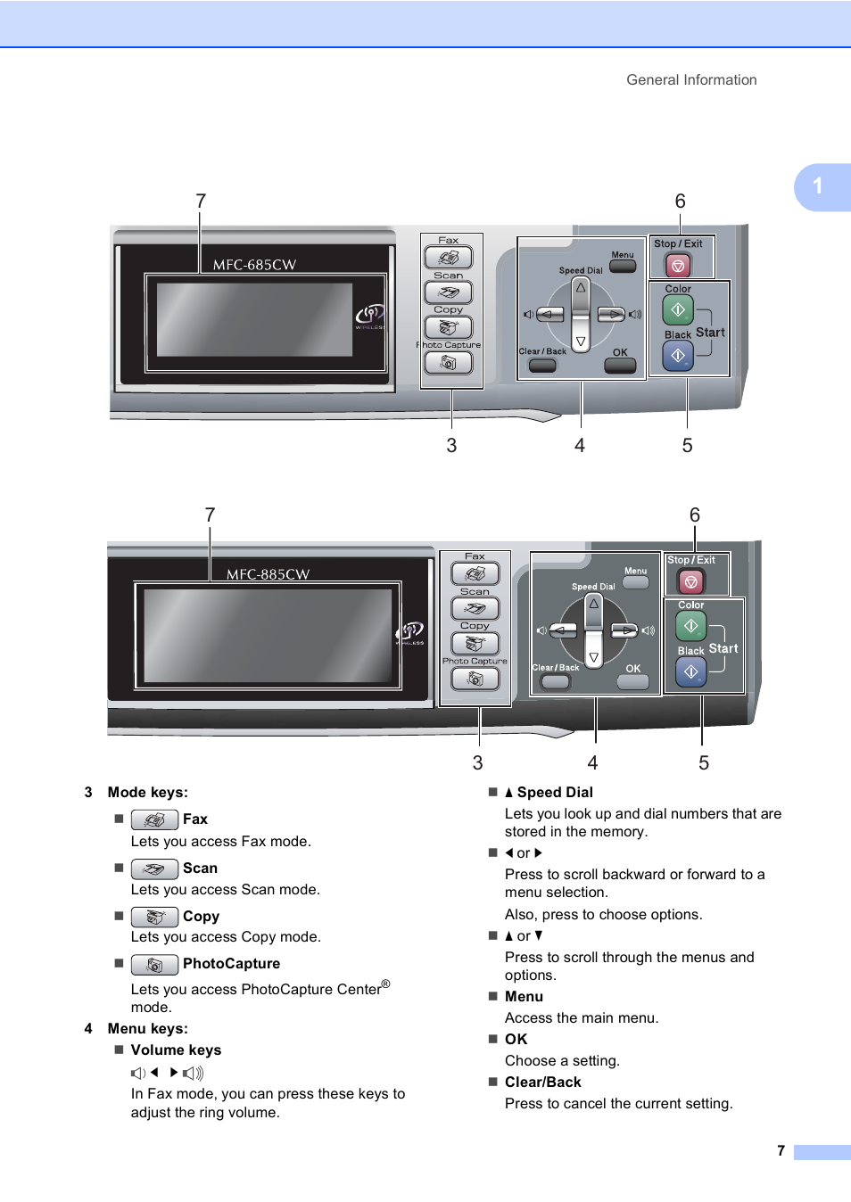 Brother MFC-885CW User Manual | Page 23 / 218